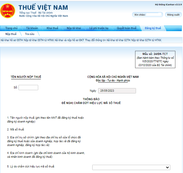 Hướng dẫn hủy mã số thuế cá nhân thứ 2 online
