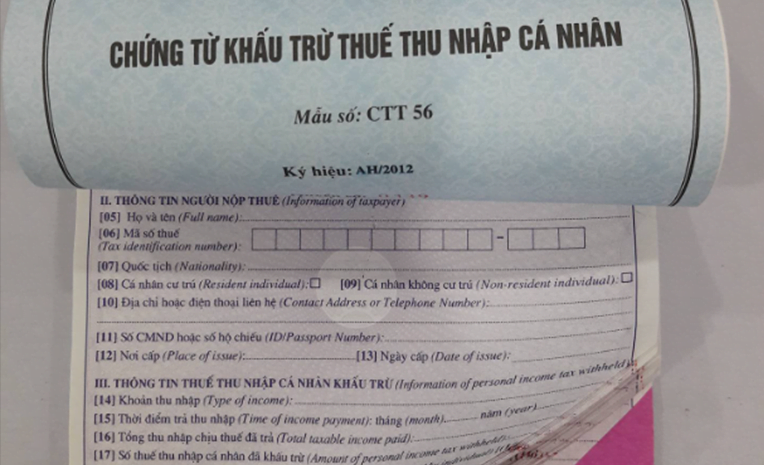 chứng từ khấu trừ thuế TNCN