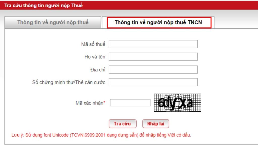 Tra cứu thông tin tại Trang Tổng cục Thuế Việt Nam