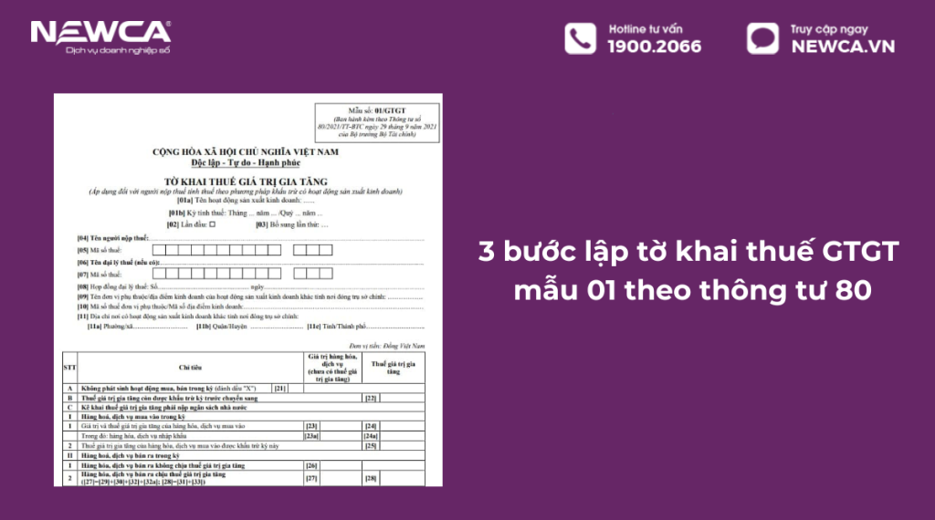 3 bước lập tờ khai thuế GTGT mẫu 01 theo thông tư 80