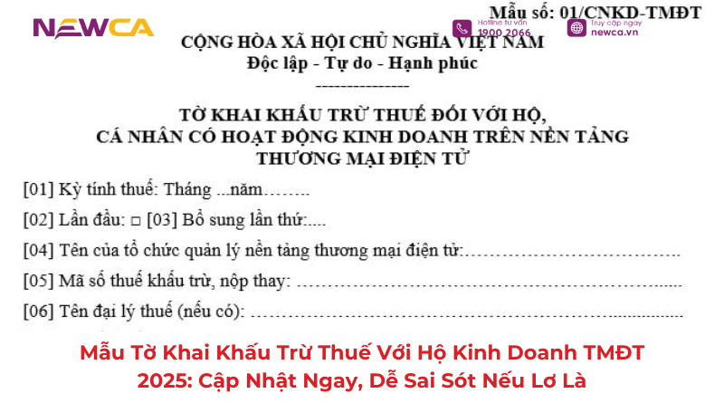 Mẫu tờ khai khấu trừ thuế