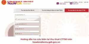 Tra cứu biên lai thu thuế CTT50