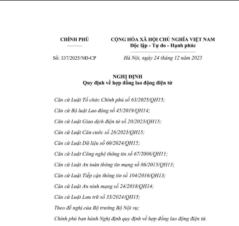 hợp đồng lao động điện tử