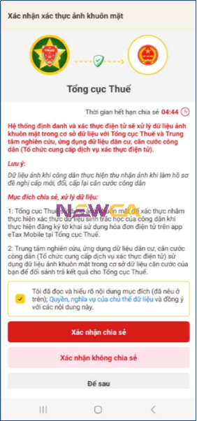 Xác nhận chia sẻ thông tin