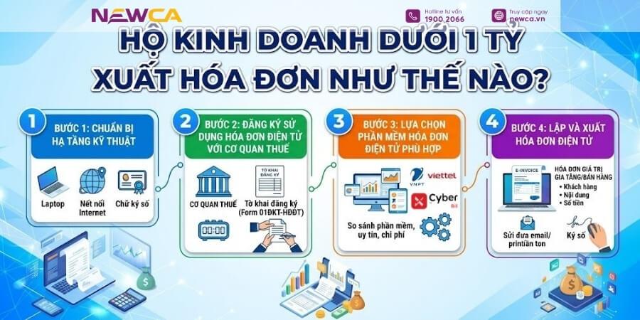 Cách xuất hóa đơn điện tử cho hộ kinh doanh dưới 1 tỷ